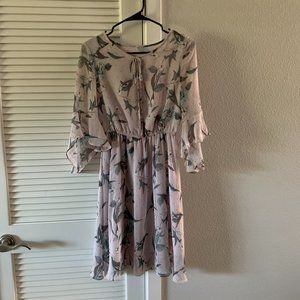 CHUI SHUI Women Floral Ruffle Dress, Pink, Size S